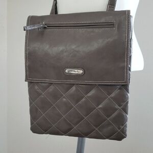 EMILIE M. Faux Leather cappuccino brown quilted Messenger Purse Bag